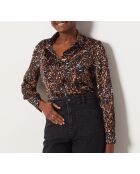 Nella shirt met bruine achtergrondprint