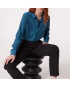 Ianis petrolblauw gestreept hemd