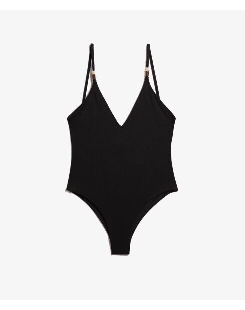 Idílico bañador negro de 1 pieza sin marco y sin concha