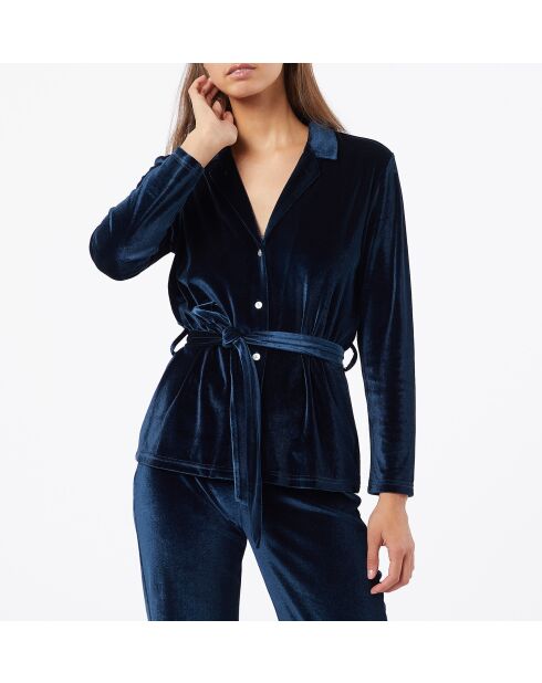 Samtiges marineblaues Hemd