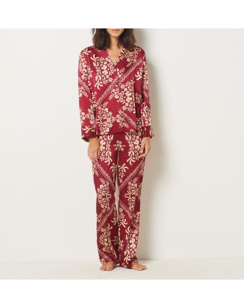 Camisa floral granate burdeos