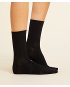 Calzini midi in cotone nero 2PP
