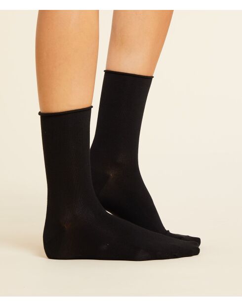 Calzini midi in cotone nero 2PP