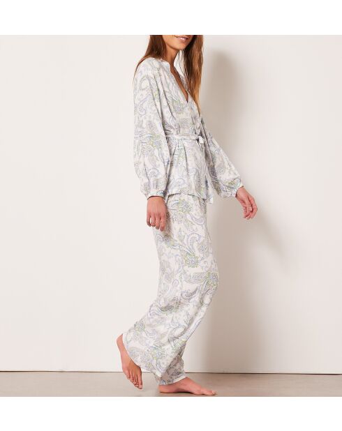 Paisley broek met blauwgroene print