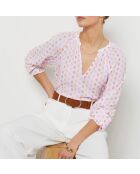 Blusa in jcq fared stampata su sfondo bianco