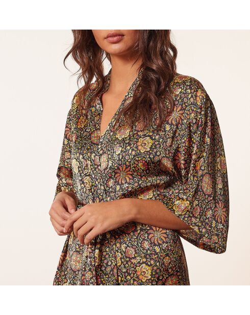 Déshabillé Kezia imprimé fond noir