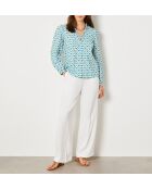 Camisa bordada Mireilla con estampado de fondo blanco