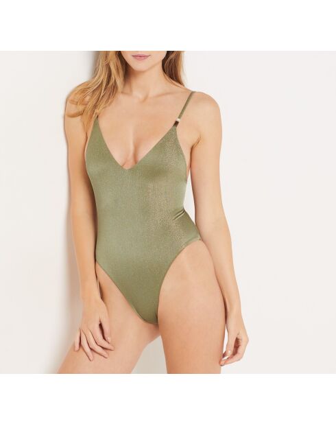 Idílico traje de baño de 1 pieza de color caqui oliva Idyllic sin marco y sin concha