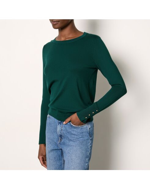 Grüner runder Pullover in Tanne