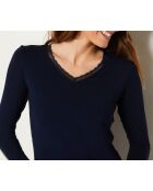 Warm Me Up Indigo T-shirt met kant