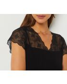 Camicia da notte nera Liddy Lace