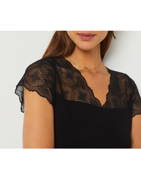 Camicia da notte nera Liddy Lace