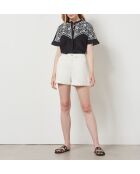 Schwarzes besticktes Mao-Shirt