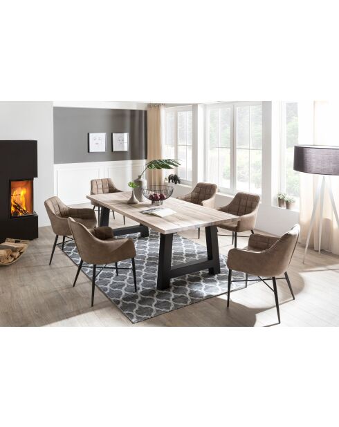 Table chêne massif à la chaux blanche - 220x77x100cm