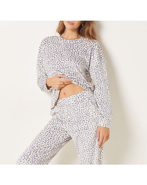 Pijama de dos piezas estampado azul Olann