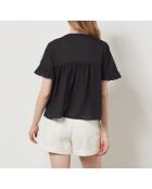 Schwarzes besticktes Mao-Shirt