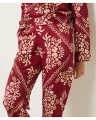 Pantalones florales granates burdeos