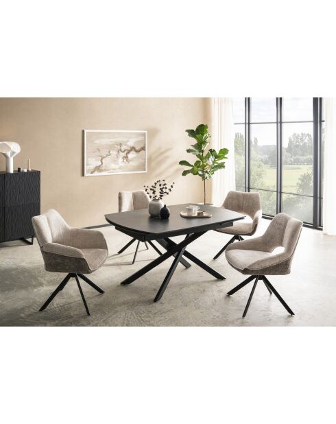 Table ceramique Vetro black marbre anthracite - 140x77x90 cm