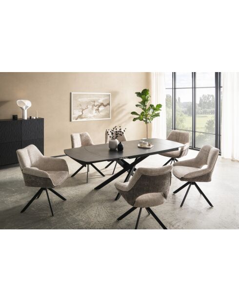 Table ceramique Vetro black marbre anthracite - 140x77x90 cm