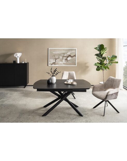 Table ceramique Vetro black marbre anthracite - 140x77x90 cm
