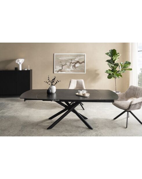 Table ceramique Vetro black marbre anthracite - 140x77x90 cm