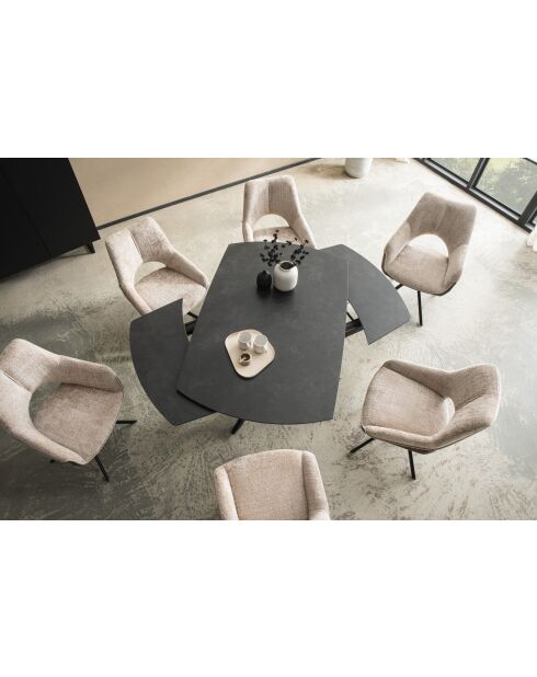 Table ceramique Vetro black marbre anthracite - 140x77x90 cm