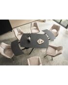 Table ceramique Vetro black marbre anthracite - 140x77x90 cm