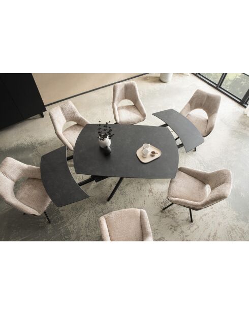 Table ceramique Vetro black marbre anthracite - 140x77x90 cm