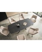 Table ceramique Vetro black marbre anthracite - 140x77x90 cm