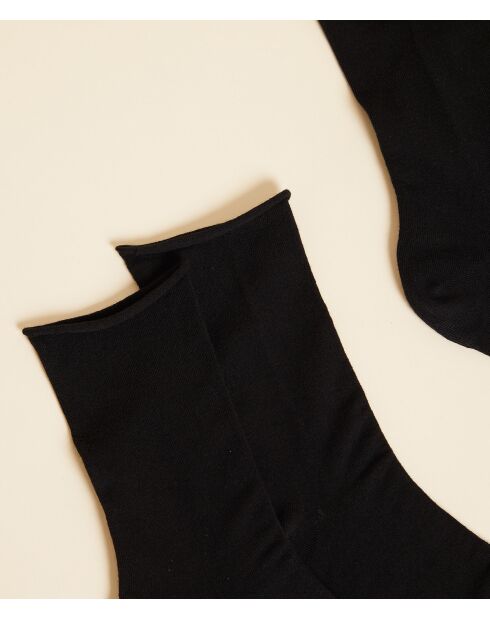 Calzini midi in cotone nero 2PP