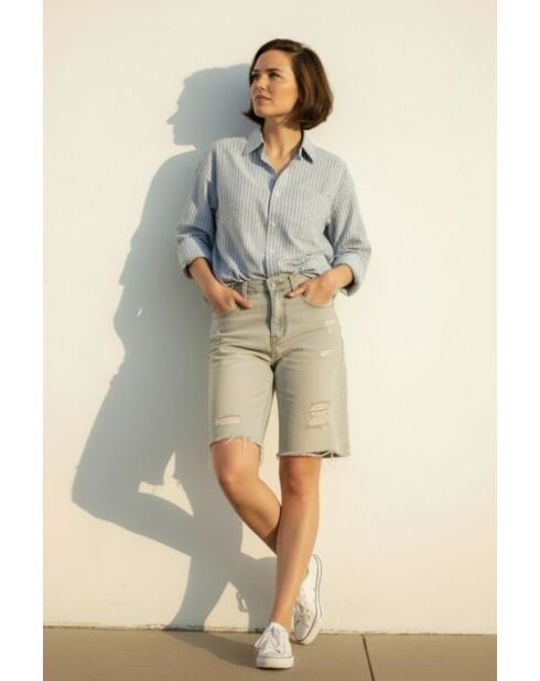 Chemise en lin mélangé Roxanne ciel