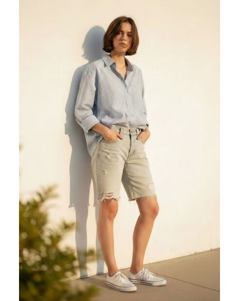 Chemise en lin mélangé Roxanne ciel