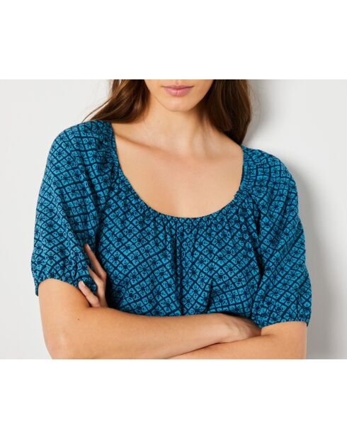 Blusa Lelix con stampa blu verde