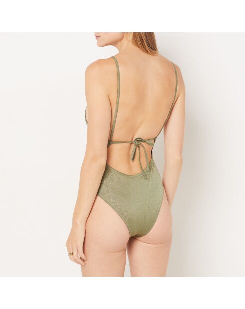 Idílico traje de baño de 1 pieza de color caqui oliva Idyllic sin marco y sin concha