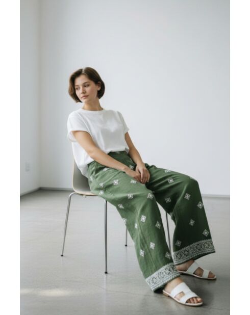 Pantalon Kara kaki clair