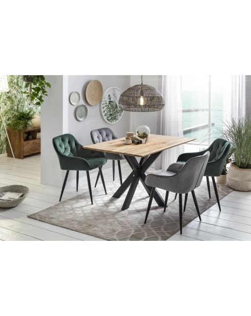 Table chêne sauvage massif huilé avec fissures de croissance et branches naturelle - 125x77x80 cm