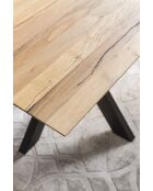 Table chêne sauvage massif huilé avec fissures de croissance et branches naturelle - 125x77x80 cm