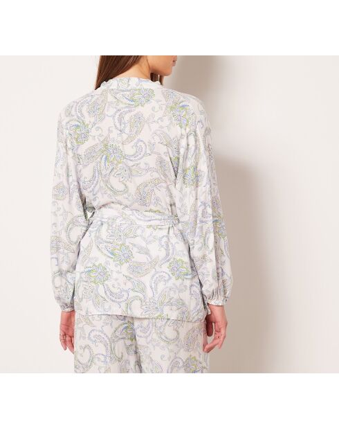 Bata estampada azul y verde de cachemir