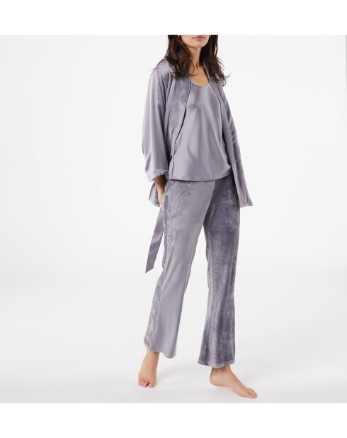 Antracietkleurige driedelige pyjama Velly