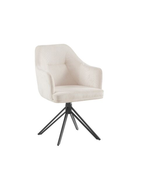 Lot de 2 chaises Alaro velours côtelé déhoussable beiges - 58x87x63 cm