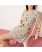 Vestido Cesar estampado con fondo coral