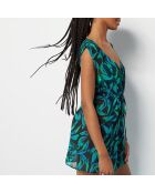 Tunique à manches courtes midi Perry b imprimée fond noir