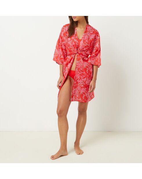 Kimono Tarah b imprimé fond corail