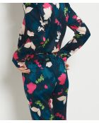 Hose mit Blattblau-Print