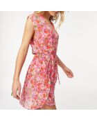 Tunique à manches courtes midi Peonny b imprimée fond rose