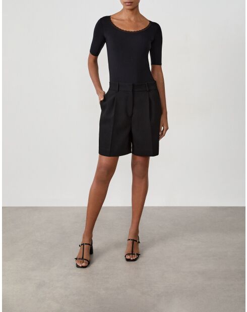 Warm Me Up Schwarzes Spitzen-T-Shirt