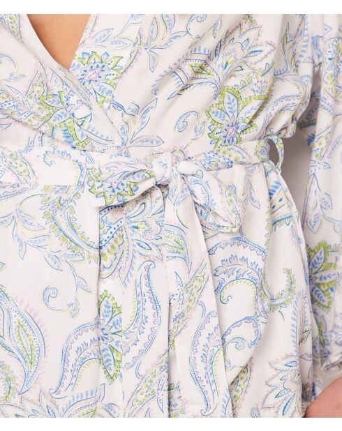 Bata estampada azul y verde de cachemir