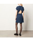 Romania jurk met donkerblauwe print