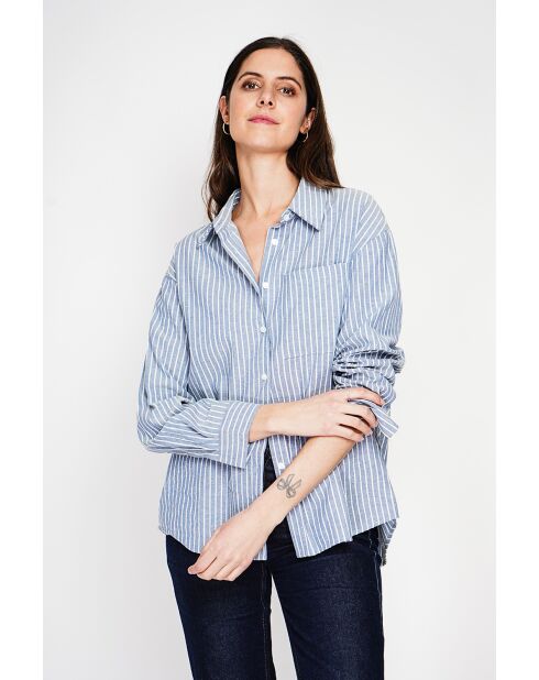Chemise en lin mélangé Roxanne bleu jeans