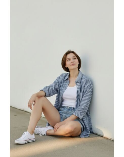 Chemise en lin mélangé Roxanne bleu jeans